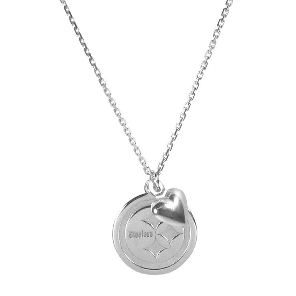 Pittsburgh Steelers Sterling Silver Circle with Heart Charm Necklace