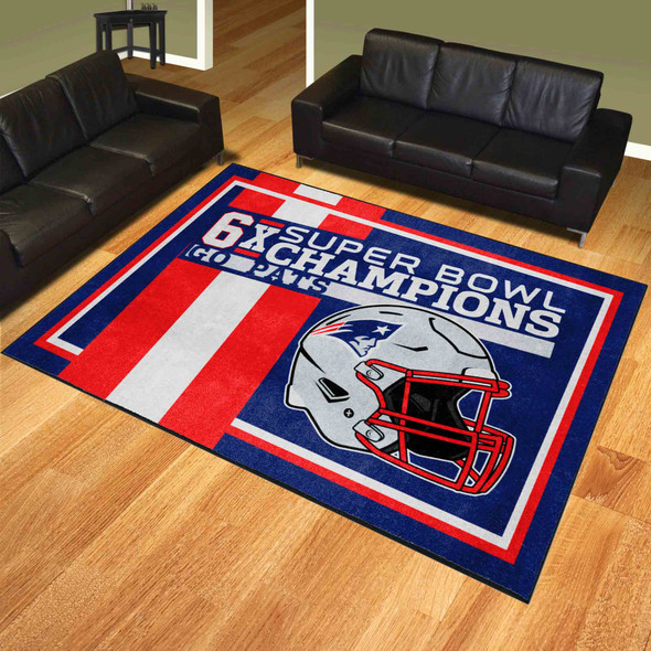 New England Patriots Dynasty 8x10 Rug Patriots Helmet Logo 6x Blue