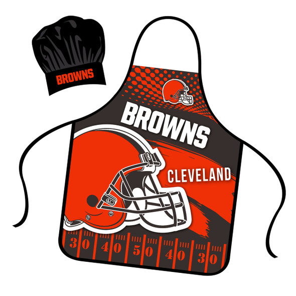 Cleveland Browns Chef Hat and Apron Set Cooking Kitchen BBQ Fan Gear