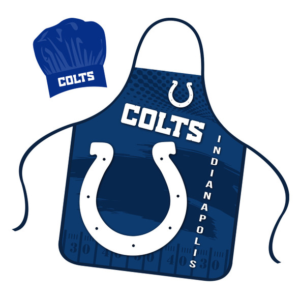Indianapolis Colts Chef Hat and Apron Set Cooking Kitchen BBQ Fan Gear