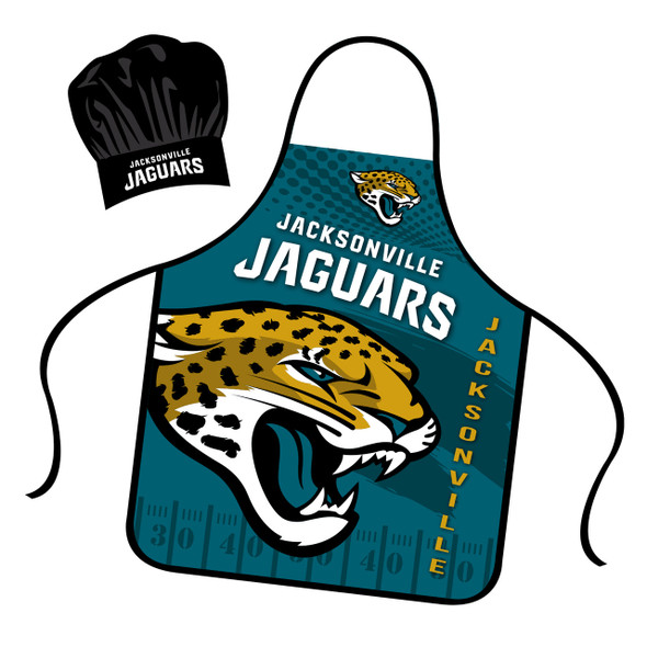 Jacksonville Jaguars Chef Hat and Apron Set Cooking Kitchen BBQ Fan Gear