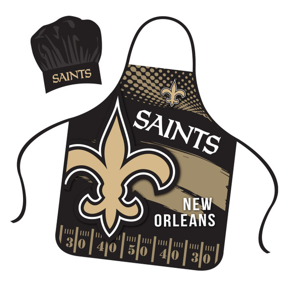 New Orleans Saints Chef Hat and Apron Set Cooking Kitchen BBQ Fan Gear