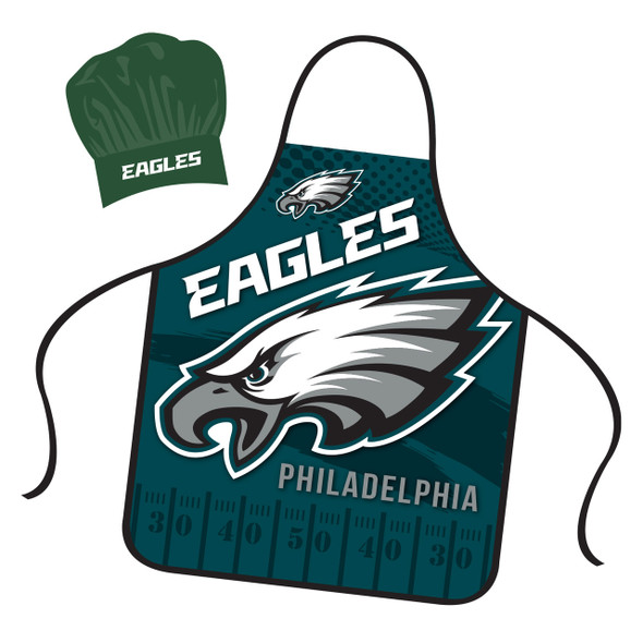 Philadelphia Eagles Chef Hat and Apron Set Cooking Kitchen BBQ Fan Gear
