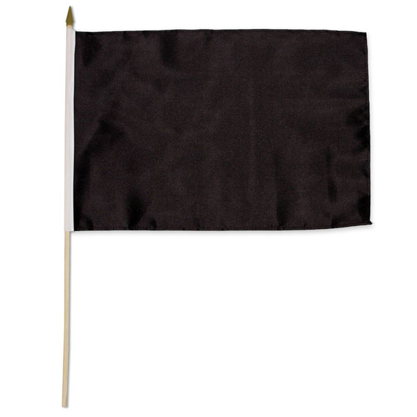 Black Solid Color 12x18in Stick Flag Black Solid Color 12x18in Stick Flag