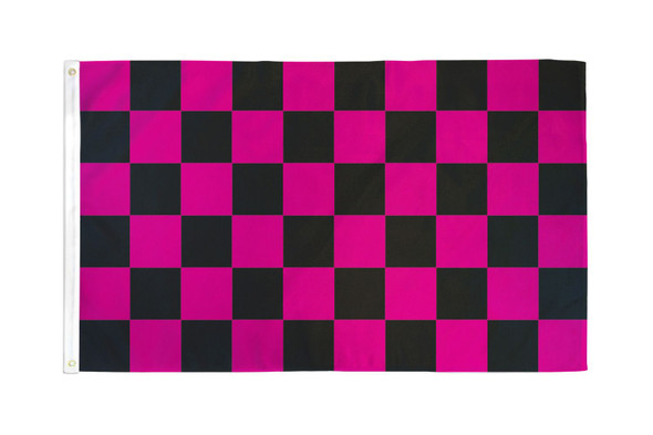 Pink & Black Checkered Flag 2x3ft Poly