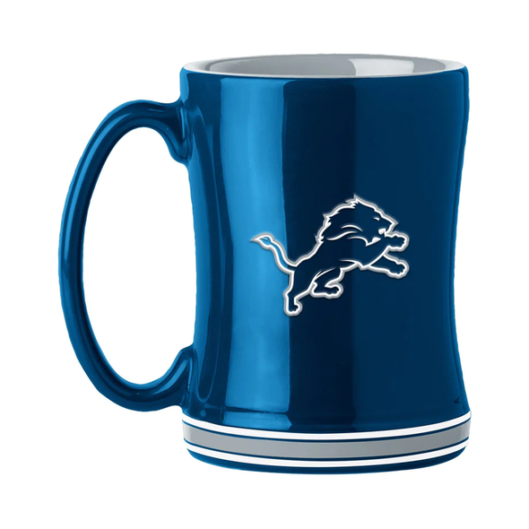 Detroit Lions Sculpted Relief Coffee Mug 14oz Team Color NFL Drinkware