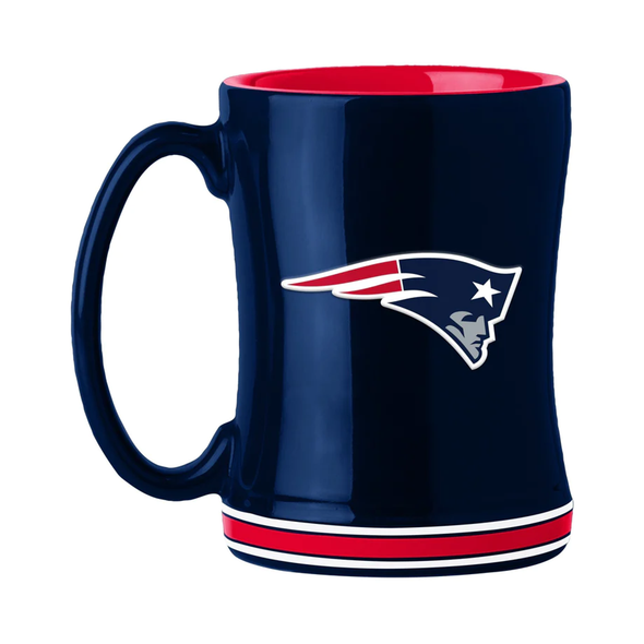 New England Patriots Sculpted Relief Coffee Mug 14oz Team Color NFL Drinkware