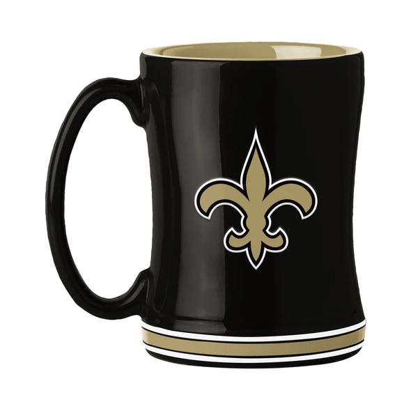 New Orleans Saints Sculpted Relief Coffee Mug 14oz Team Color NFL Drinkware