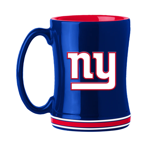 New York Giants Sculpted Relief Coffee Mug 14oz Team Color NFL Drinkware