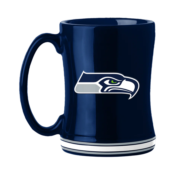Seattle Seahawks Sculpted Relief Coffee Mug 14oz Team Color NFL Drinkware