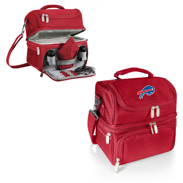 Buffalo Bills Pranzo Lunch Bag Cooler with Utensils NFL Lunch Tote, (Red)