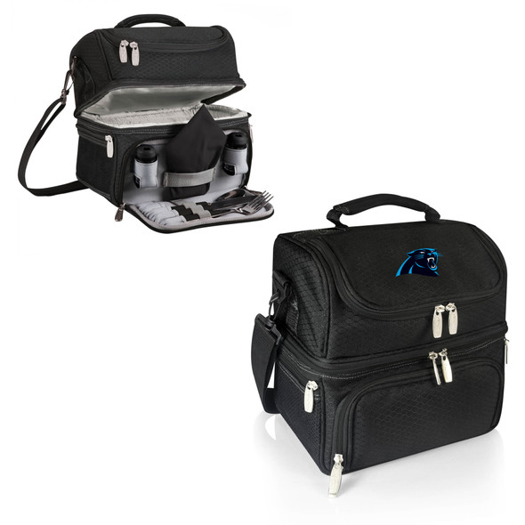 Carolina Panthers Pranzo Lunch Bag Cooler with Utensils NFL Lunch Tote, (Black)