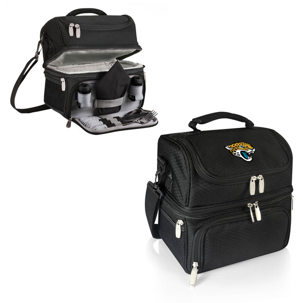 Jacksonville Jaguars Pranzo Lunch Bag Cooler with Utensils NFL Lunch Tote, (Black)