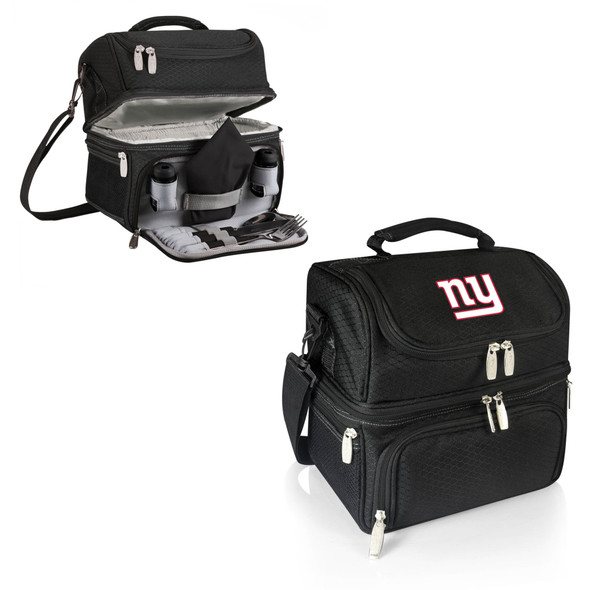 New York Giants Pranzo Lunch Bag Cooler with Utensils NFL Lunch Tote, (Black)