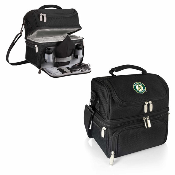 Oakland Athletics Pranzo Lunch Bag Cooler with Utensils MLB Lunch Tote (Black)