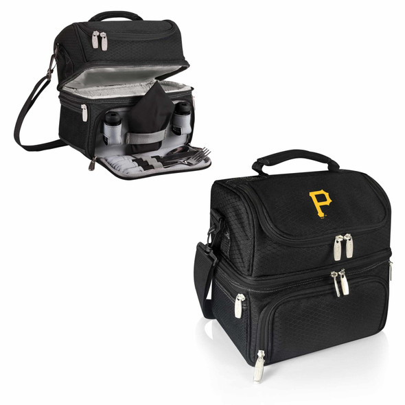 Pittsburgh Pirates Pranzo Lunch Bag Cooler with Utensils MLB Lunch Tote (Black)