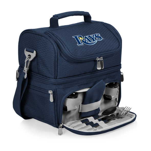Tampa Bay Rays Pranzo Lunch Bag Cooler with Utensils MLB Lunch Tote (Navy Blue)