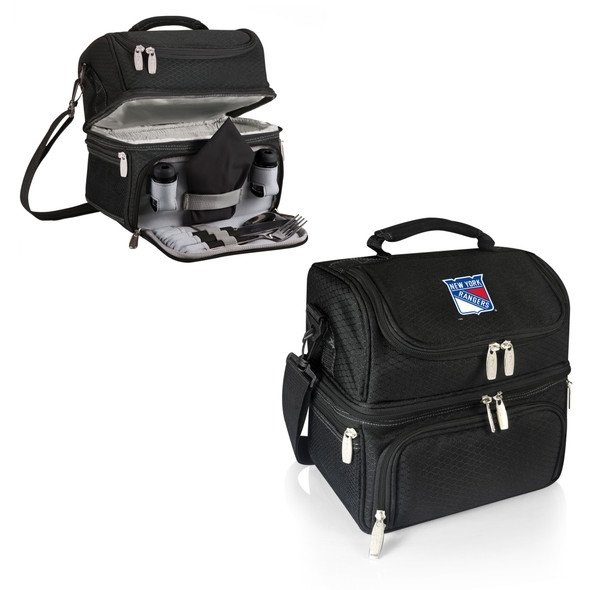 New York Rangers Pranzo Lunch Bag Cooler with Utensils NHL Lunch Tote, (Black)
