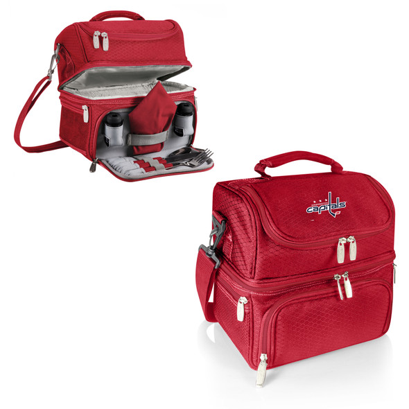 Washington Capitals Pranzo Lunch Bag Cooler with Utensils NHL Lunch Tote, (Red)