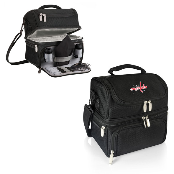 Washington Capitals Pranzo Lunch Bag Cooler with Utensils NHL Lunch Tote, (Black)