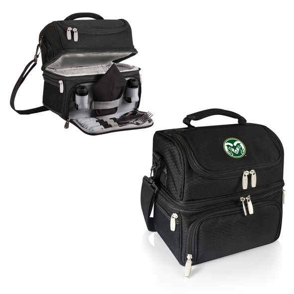 Colorado State Rams Pranzo Lunch Bag Cooler with Utensils NCAA Lunch Tote, (Black)