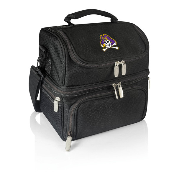 East Carolina Pirates Pranzo Lunch Bag Cooler with Utensils NCAA Lunch Tote, (Black)