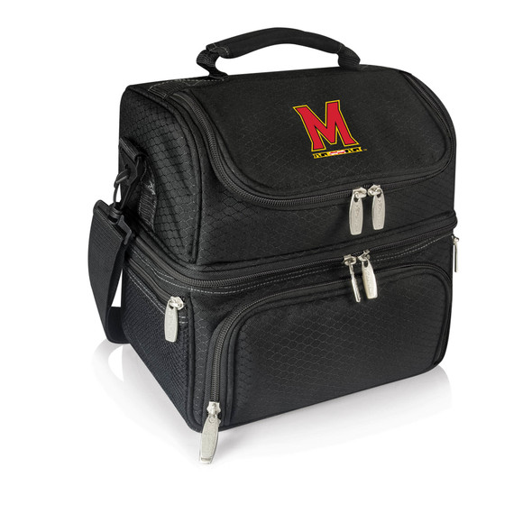 Maryland Terrapins Pranzo Lunch Bag Cooler with Utensils NCAA Lunch Tote, (Black)