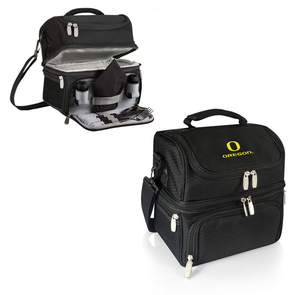 Oregon Ducks Pranzo Lunch Bag Cooler with Utensils NCAA Lunch Tote, (Black)
