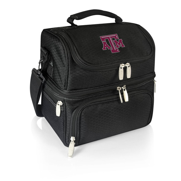Texas A&M Aggies Pranzo Lunch Bag Cooler with Utensils NCAA Lunch Tote, (Black)