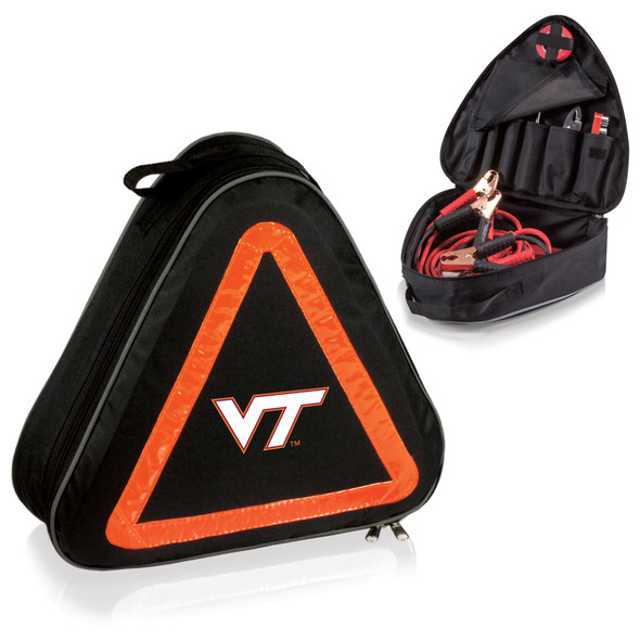 Virginia Tech Hokies Roadside Emergency Car Kit, (Black with Orange Accents)