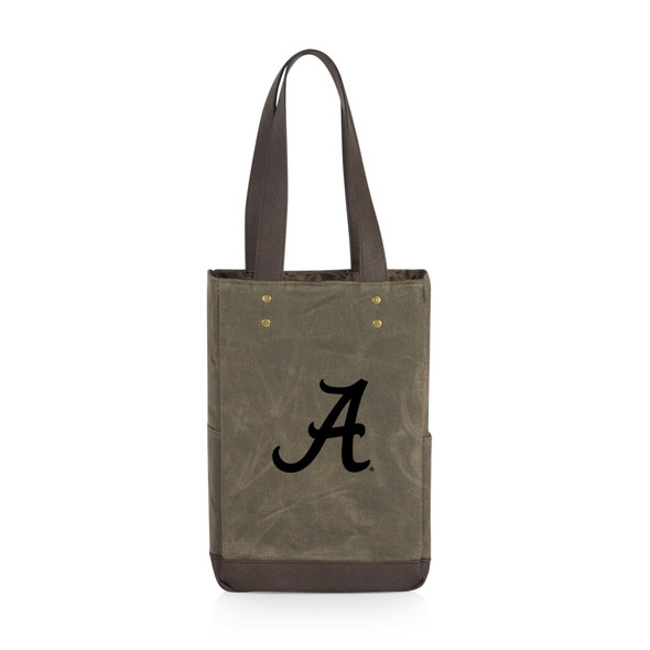 Alabama Crimson Tide 2 Bottle Insulated Wine Cooler Bag, (Khaki Green with Beige Accents)