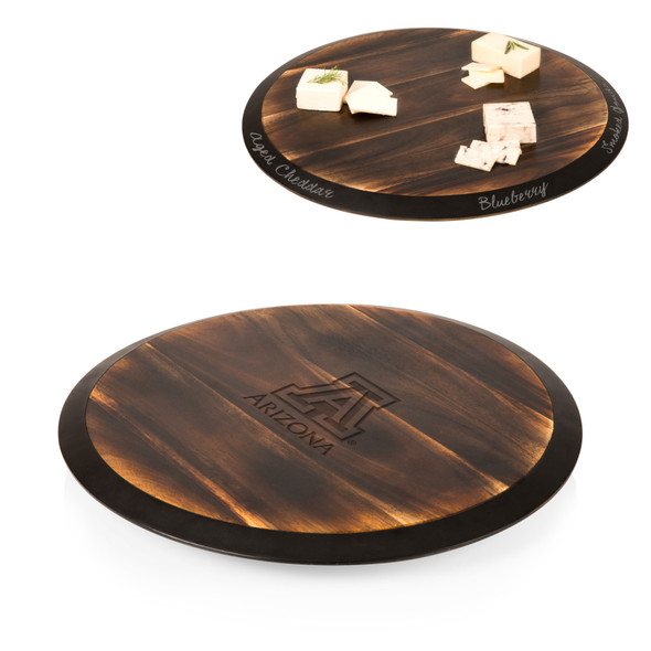 Arizona Wildcats Lazy Susan Serving Tray, (Fire Acacia Wood)