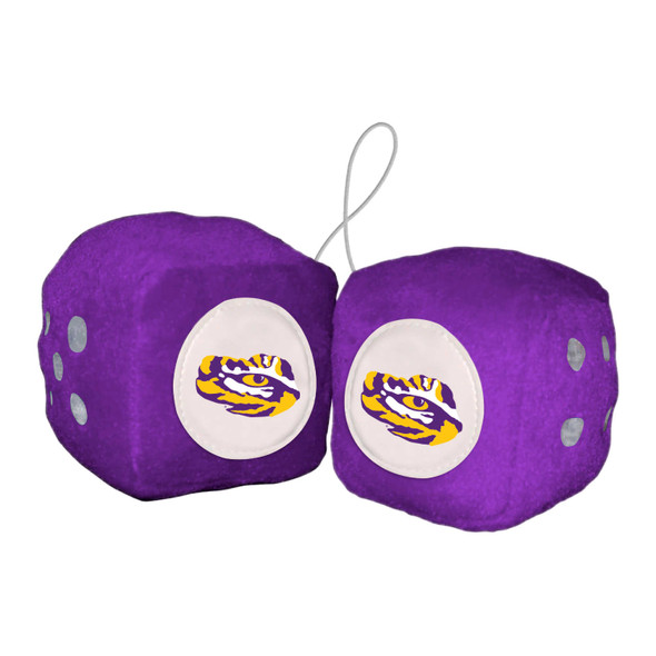 LSU Tigers Team Color Fuzzy Dice D√©cor 3" Set