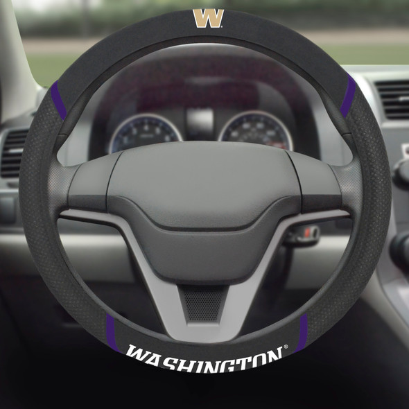 Washington Huskies Steering Wheel Cover Embroidered NCAA Auto Accessory
