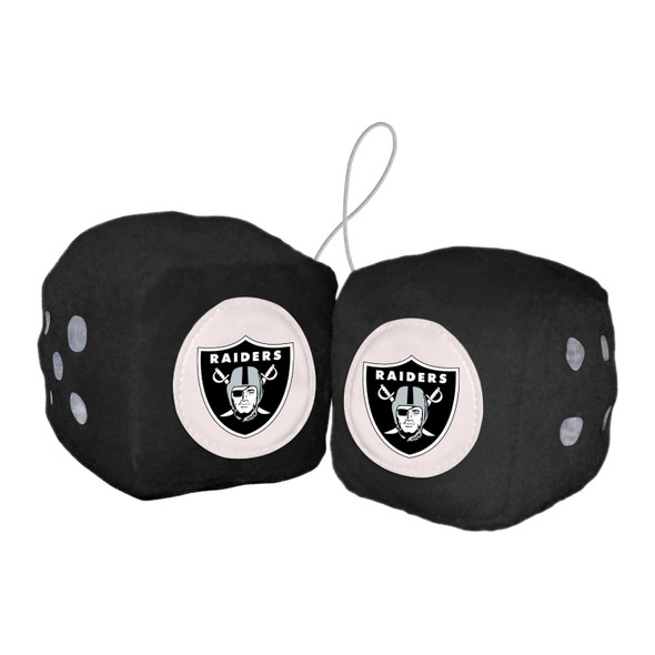 Las Vegas Raiders Team Color Fuzzy Dice D√©cor 3" Set Raider Shield Primary Logo & Wordmark