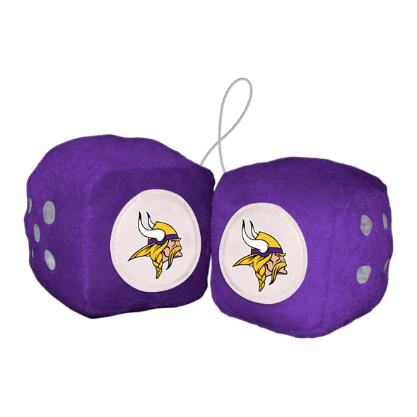 Minnesota Vikings Team Color Fuzzy Dice D√©cor 3" Set Viking Head Primary Logo