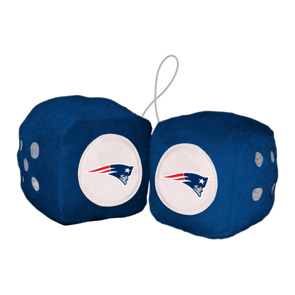 New England Patriots Team Color Fuzzy Dice D√©cor 3" Set Patriot Head Primary Logo