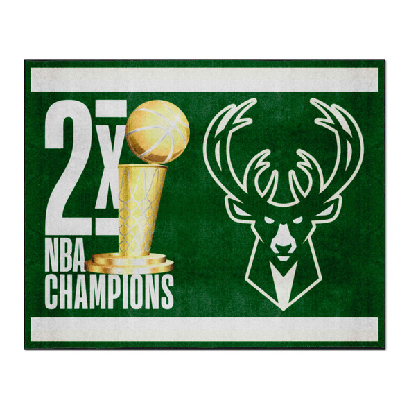 Milwaukee Bucks Dynasty 8ft. x 10ft. Plush Area Rug Buck Head Primary Logo 2x
