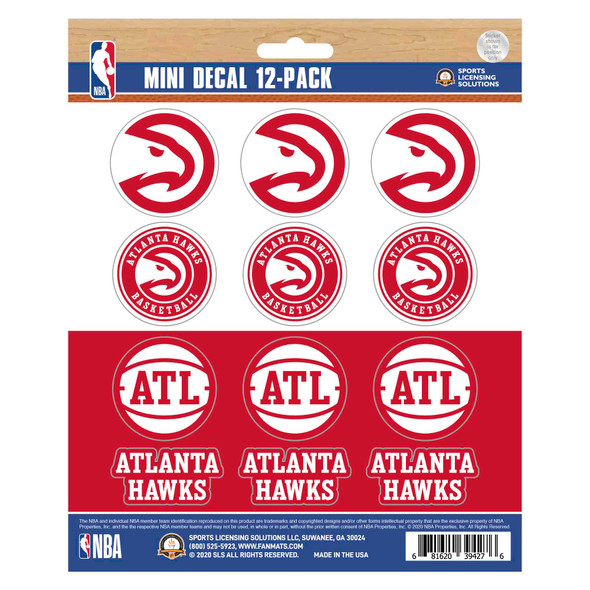 Atlanta Hawks 12 Count Mini Decal Sticker Pack 12 Various Logos / Wordmark