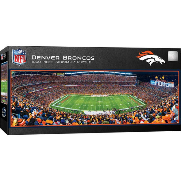 Denver Broncos 1000 Piece Panoramic Puzzle NFL Jigsaw Puzzle Fan Activity - Center View