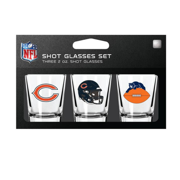 Chicago Bears 3-Pack Shot Glass SetNFL Barware Fan Drinkware