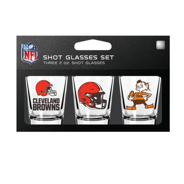 Cleveland Browns 3-Pack Shot Glass SetNFL Barware Fan Drinkware