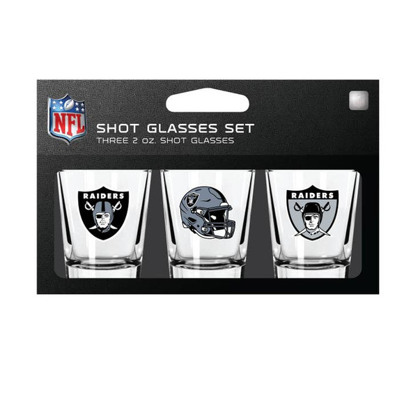 Las Vegas Raiders 3-Pack Shot Glass SetNFL Barware Fan Drinkware