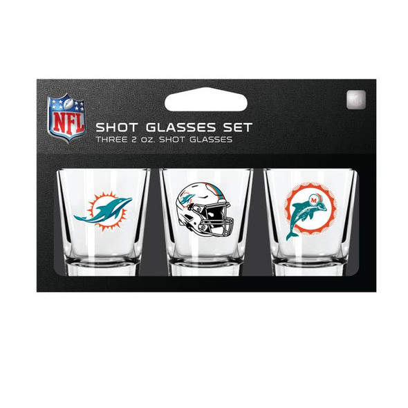 Miami Dolphins 3-Pack Shot Glass SetNFL Barware Fan Drinkware