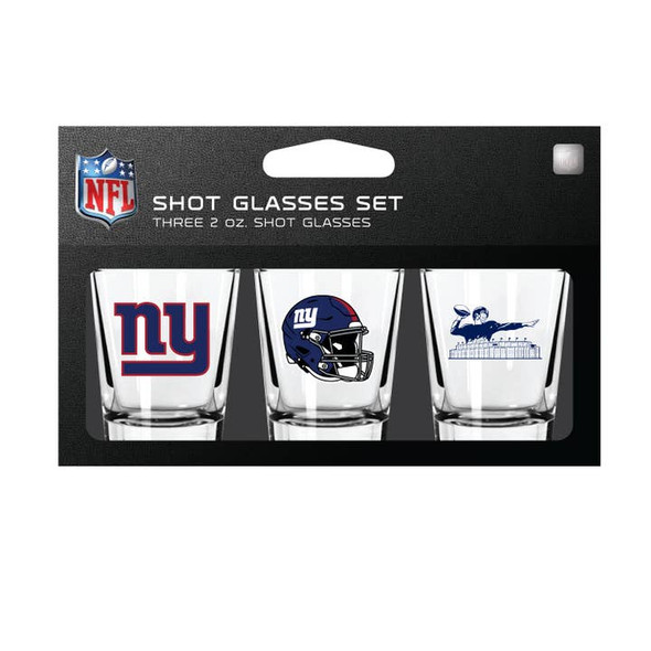 New York Giants 3-Pack Shot Glass SetNFL Barware Fan Drinkware