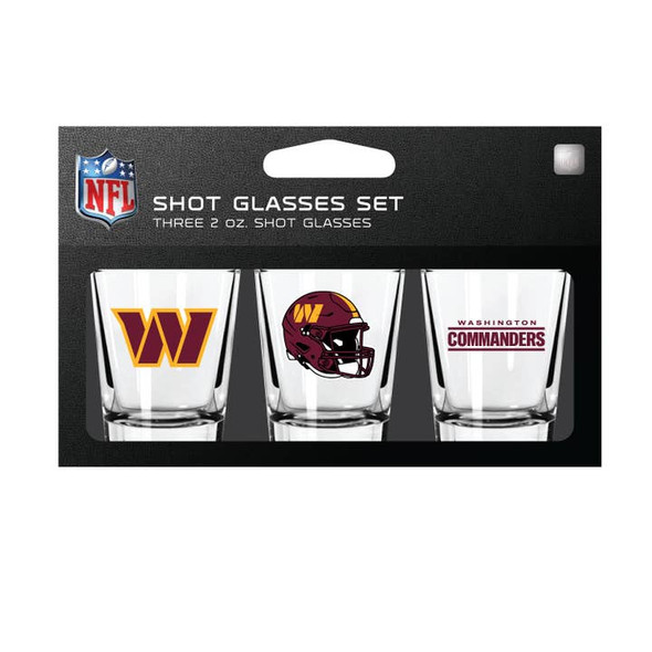 Washington Commanders 3-Pack Shot Glass SetNFL Barware Fan Drinkware