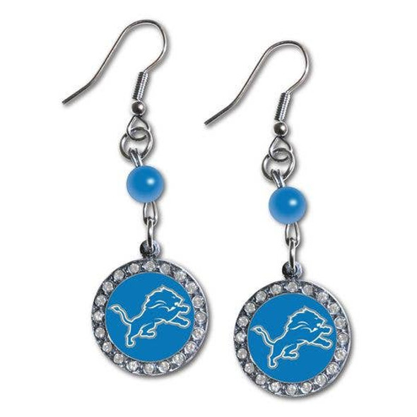 Detroit LionsRhinestone Dangle Earrings