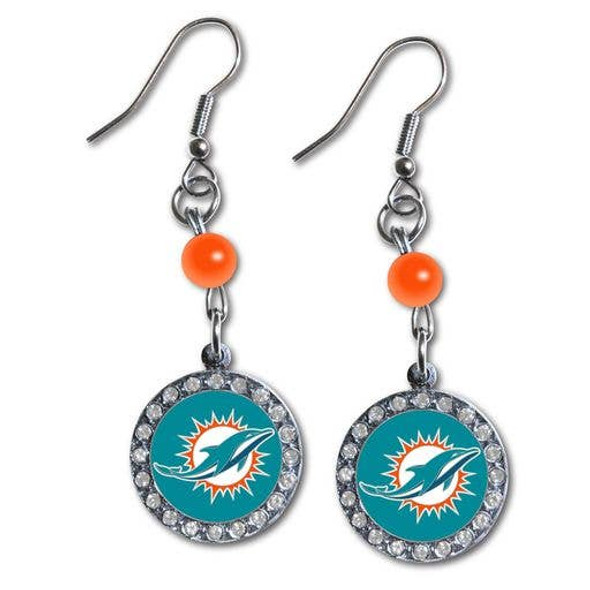 Miami DolphinsRhinestone Dangle Earrings