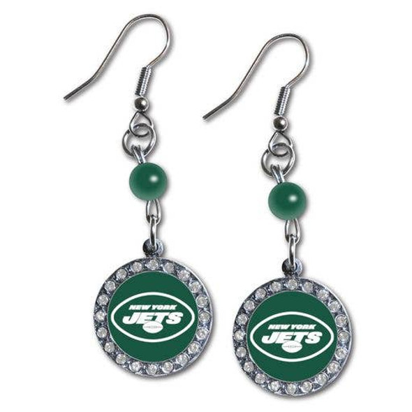 New York JetsRhinestone Dangle Earrings