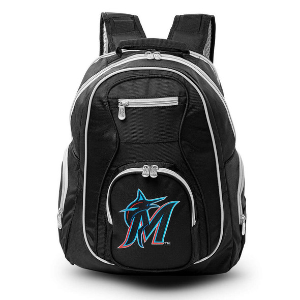 Miami Marlins 19" Premium Laptop Backpack with Colored Trim